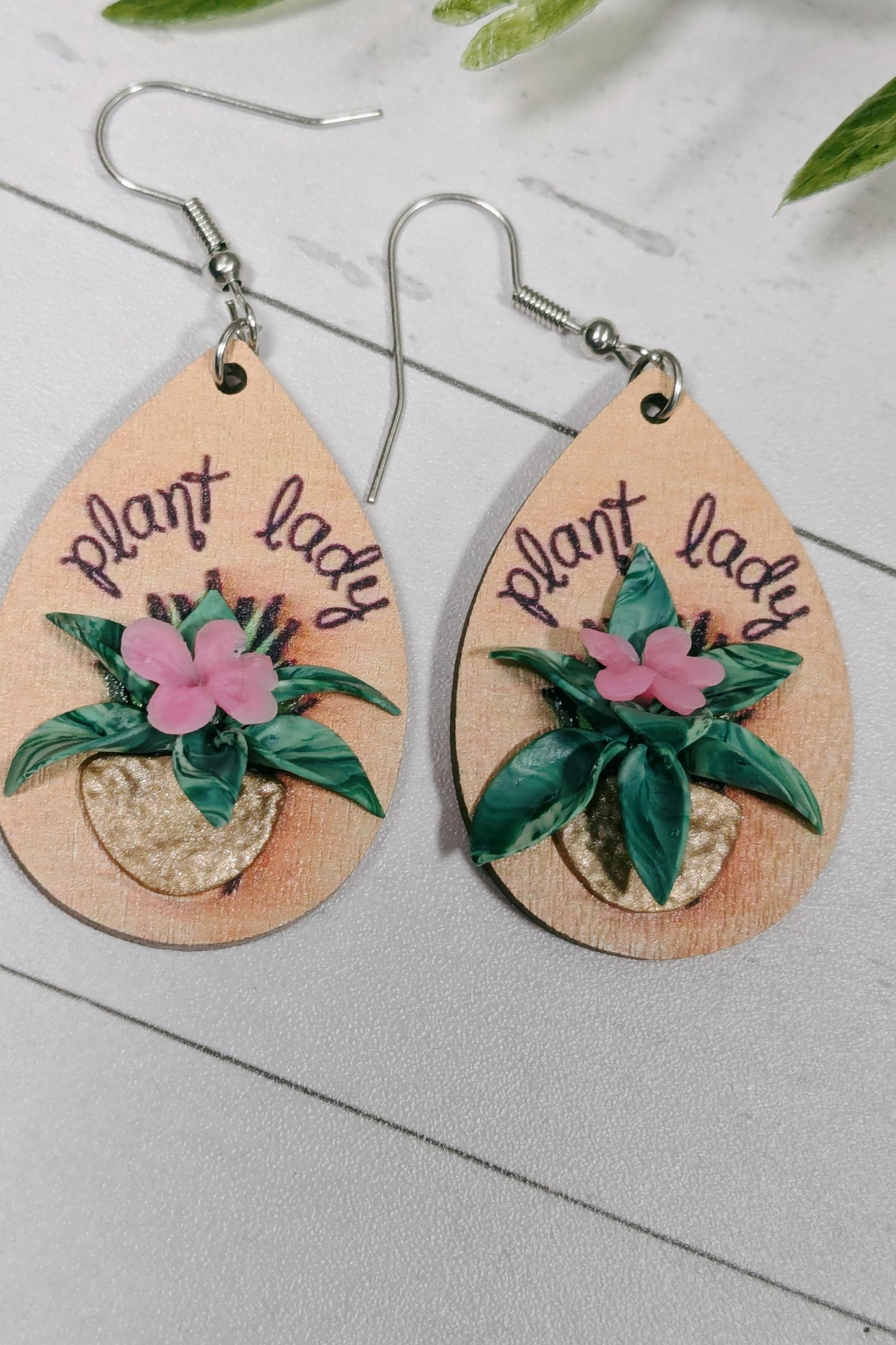 Plant lady earrings, botanical earrings, plant lover jewelry, plant-themed earrings, plant lover gift, houseplant earrings, boho earrings