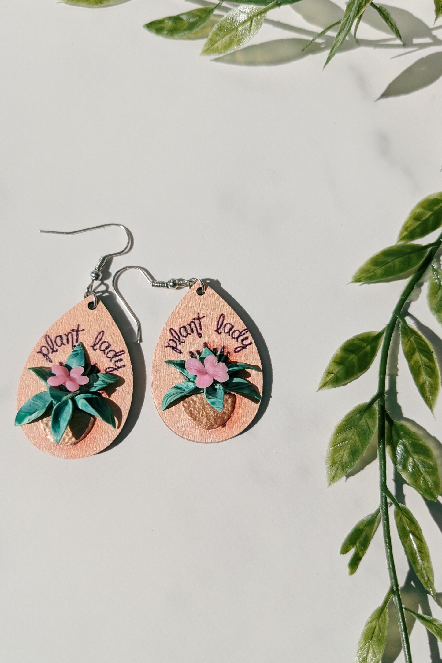 Plant lady earrings, botanical earrings, plant lover jewelry, plant-themed earrings, plant lover gift, houseplant earrings, boho earrings